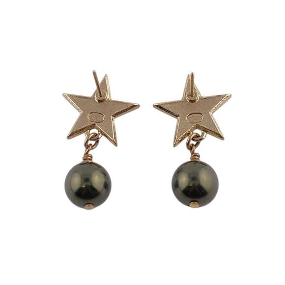 CHANEL Jewelry - CHANEL Green Pearl Logo Earrings